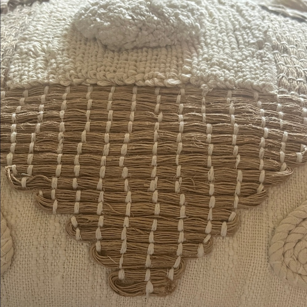 Anthropologie textured Cream and Tan Accent Pillow pre owned great condition - Picture 5 of 10